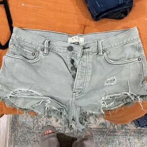 We the free army green jean shorts